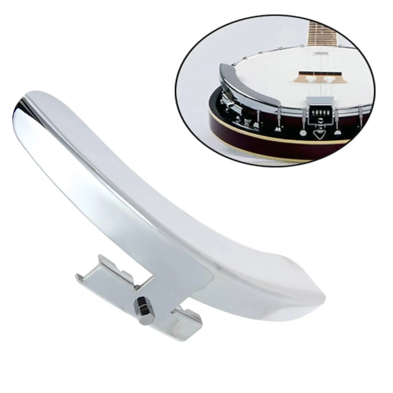 Banjo Armrest Polished Zinc Alloy Banjo Armrest Instrument Accessory Silver-Tone Replacement for Folk Musicians