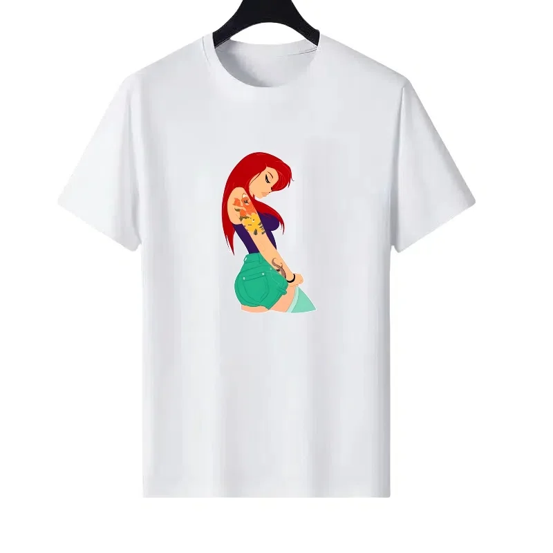 

Disney Sell Woman White Summer Round Neck Parent-child Clothing Kawaii Tops Ladies Cheap Y2k Short Sleeves T-Shirt Sweatshirts
