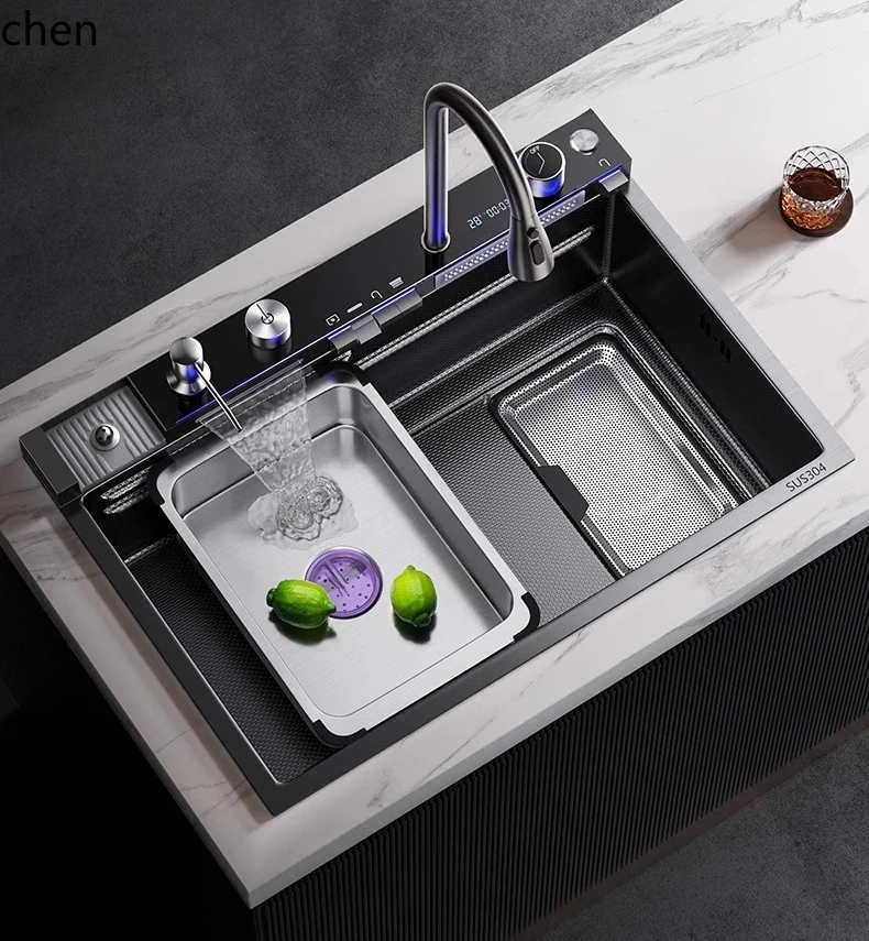 ZML Stainless Steel Thickened Large Single Sink Household Kitchen Vegetable Washing Basin Large Size