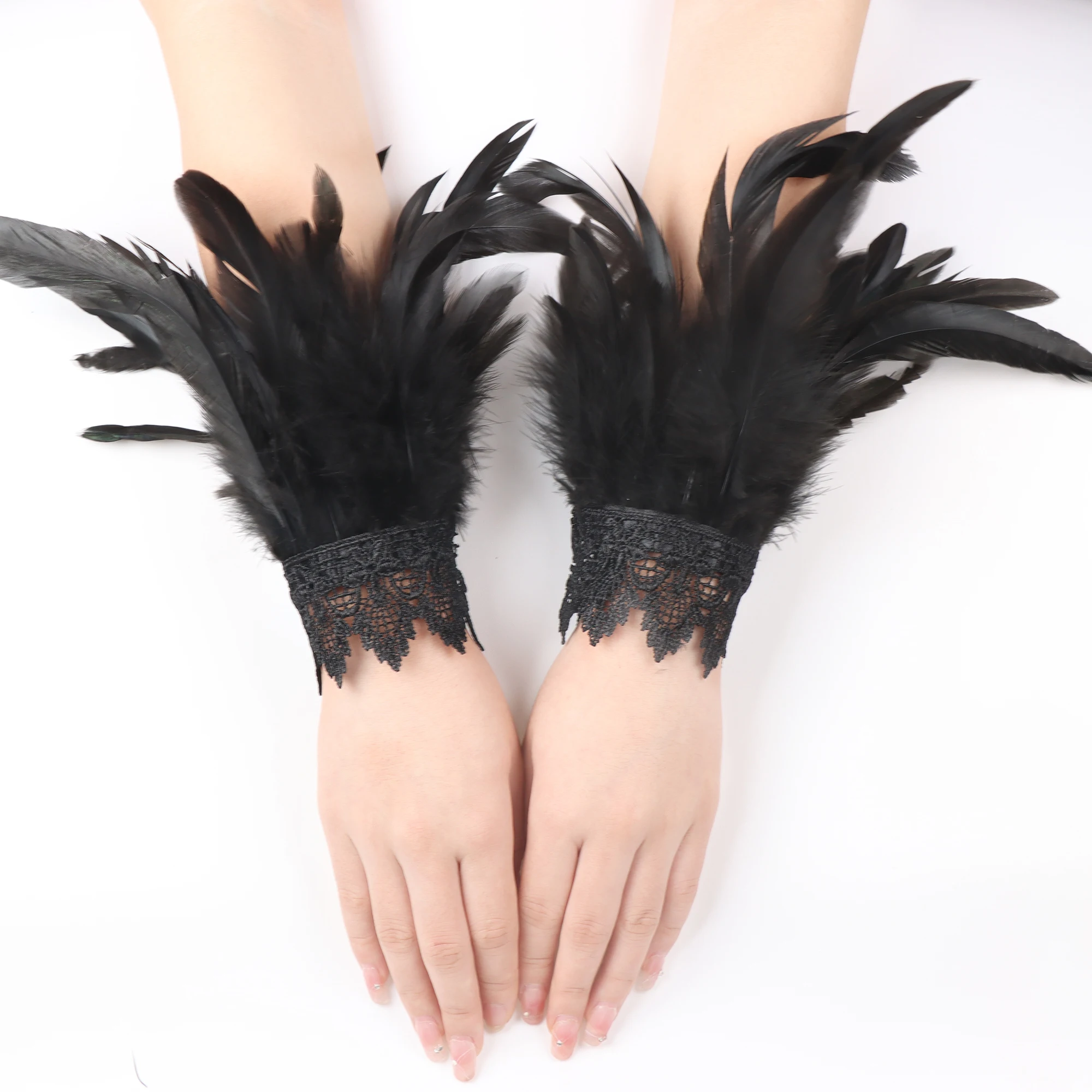 중세 인공 깃털 팔찌 할로윈 의상 액세서리, 무대 공연 의상 소품