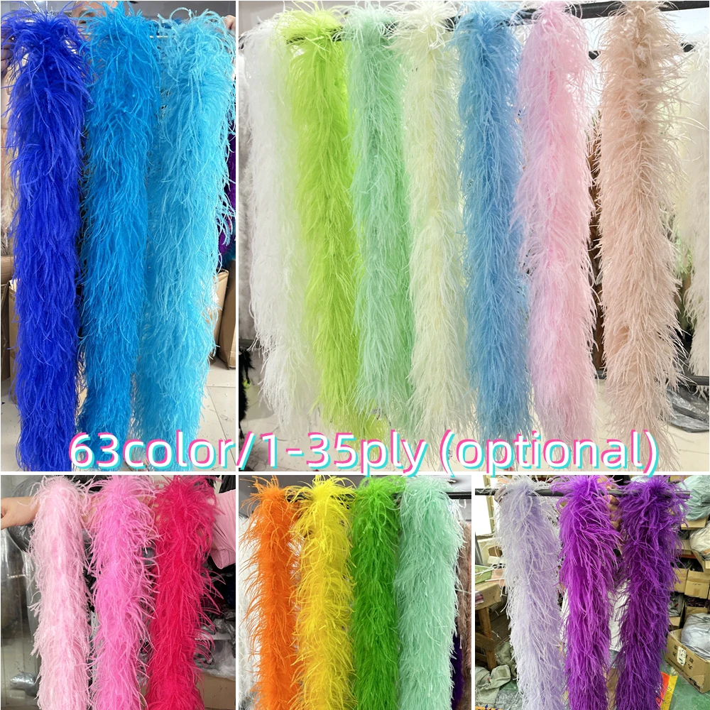 

1-35ply Ostrich Feather Boa Shawl 2Meter Vintage High Quality Ostrich Feathers for Wedding Dress Decoration Ostrich Plumas Boa