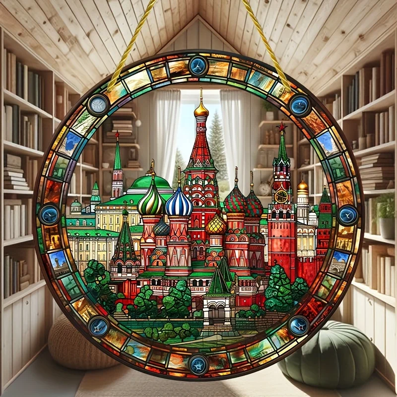 St. Basil's Cathedral Red Square Landscape Acrylic Catcher Decoration-modern hanging window trim,suitable for home decoration