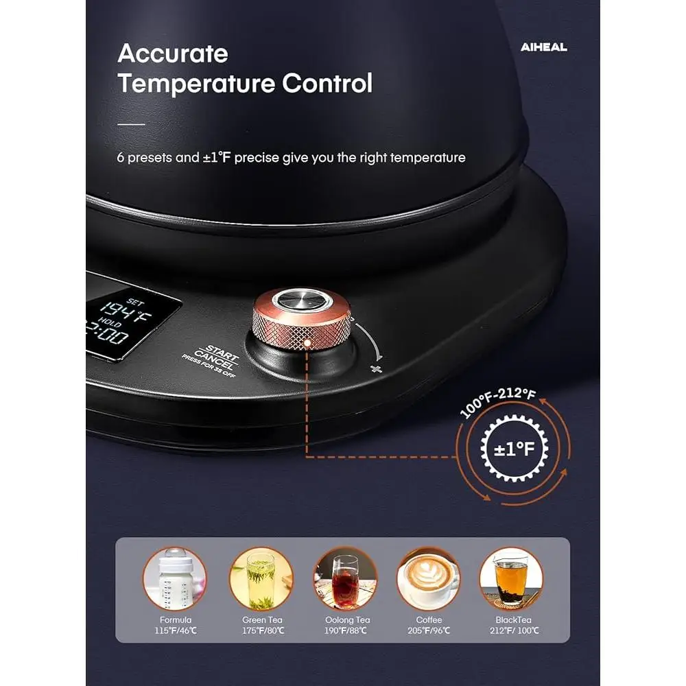 Электрический чайник на гибкой стойке, контроль температуры, прецизионное наливание горячей воды, нержавеющая сталь 304, автоматическое отключение, функция сохранения тепла