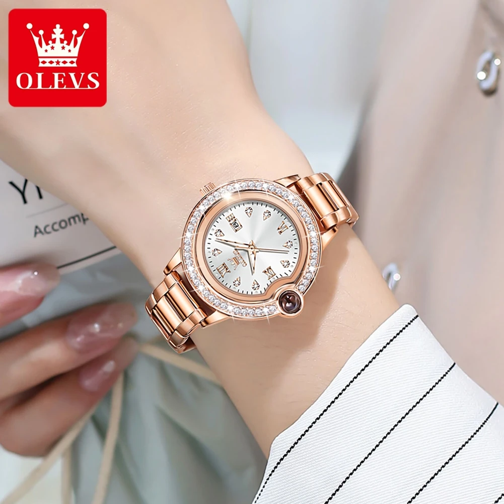 OLEVS 5588 Elegant Women's Watch Top Luxury Brand Romantic Love Diamond Projection Waterproof dial Fashion Women's Quartz Watch