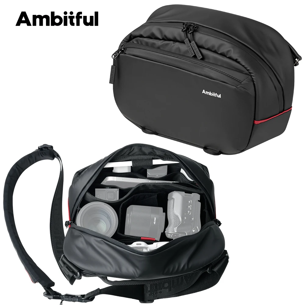 Sac à bandoulière pour appareil photo Ambitful Genie Magic 6L GM6, grande capacité, accessoires pour appareil photo avec rangement pour iPad, caméra d'action, objectif, pour la photographie