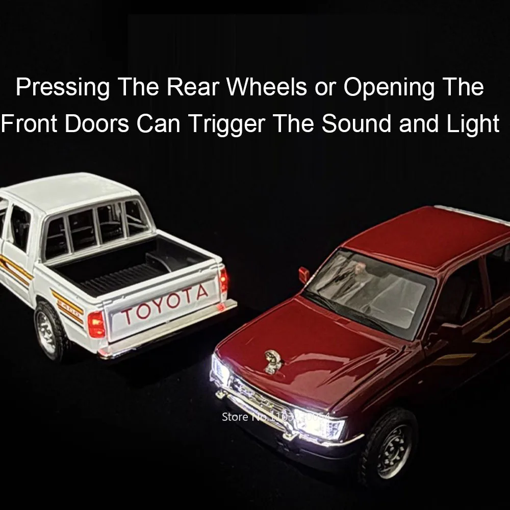 1:32 ハイラックス ハイエース ミニチュア おもちゃ 車 合金 ダイキャスト モデル 四輪サスペンション ドア開閉 サウンド ライト プルバックカー 装飾品