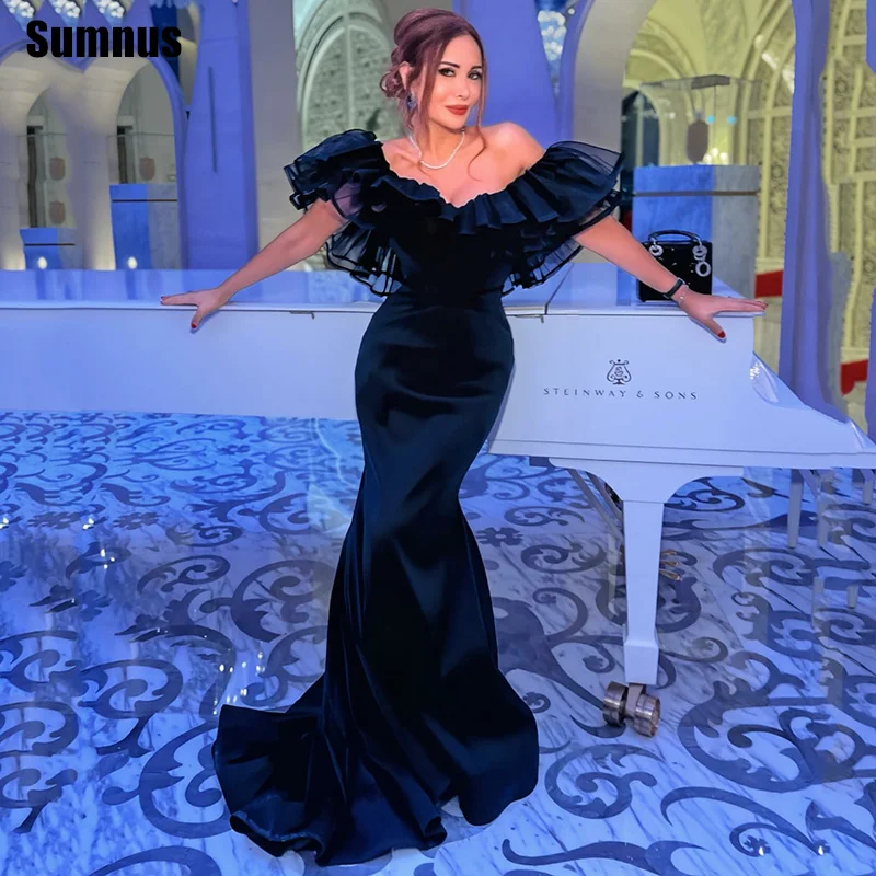 

Sumnus Elegant Mermaid Prom Dresses Off Shoulder Ruched Ruffle Maxi Evening Dresses Gala فساتين سهرة Customized