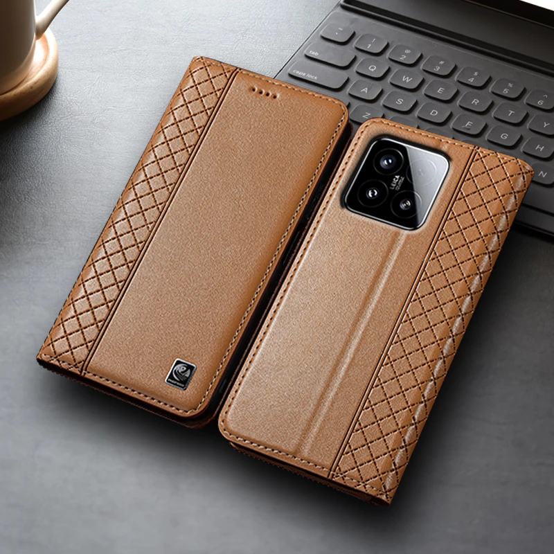 

Napa Inner Grid Genuine Leather Flip Case For Xiaomi Poco M3 M4 M5 M5S M6 M7 X3 X4 X5 X6 X7 Pro Plus GT 4G 5G Cover Card Cases