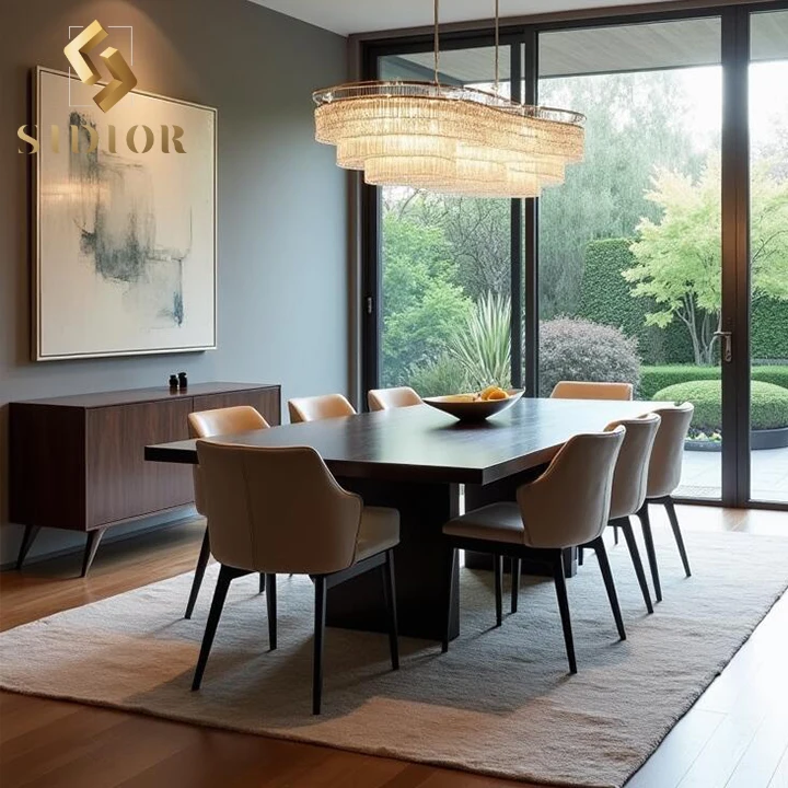 Complete Modern Solid Wood Ash Oak Walnut Dining Table Set for 4 6 8 10 Seater Chair Dining Table and Chair Set