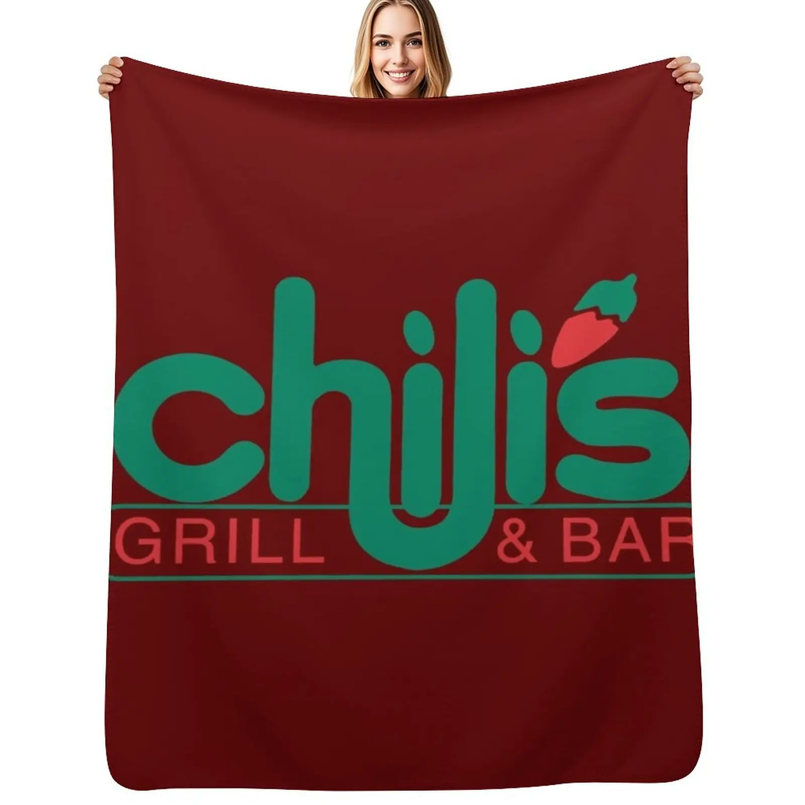 

Chili's Grill & Bar Throw Blanket Travel Size Cozy Blanket for Plane Train