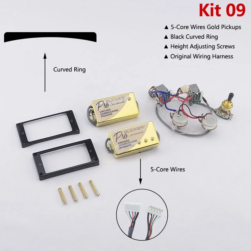 1 set originele echte Epi Standard PRO elektrische gitaar Alnico humbucker pick-up nikkel / gouden cover