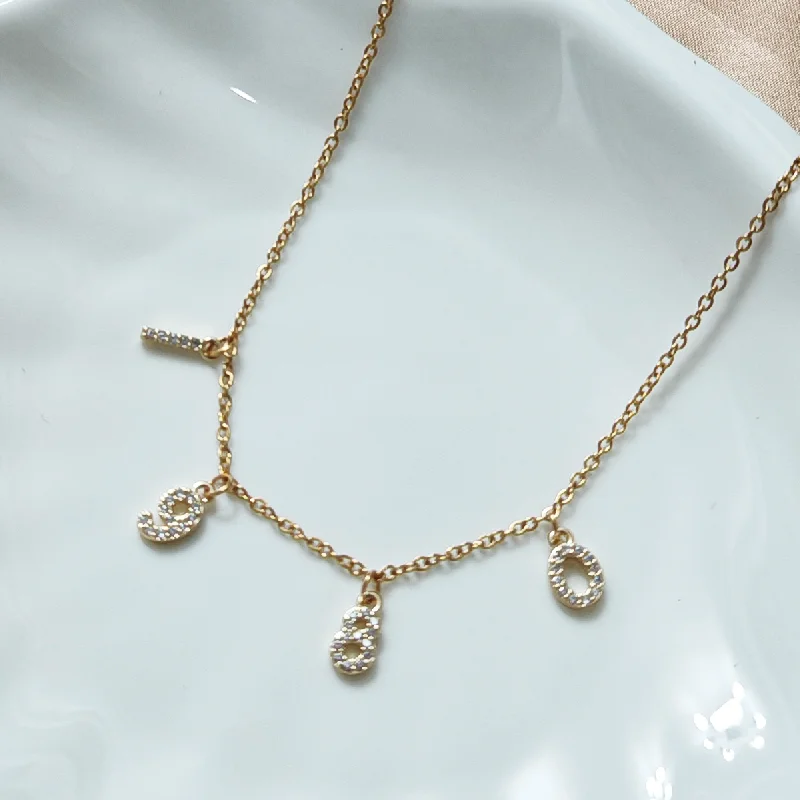 Customized diamond studded number 0-9 pendant necklace, birth year necklace, exquisite fashion jewelry gift