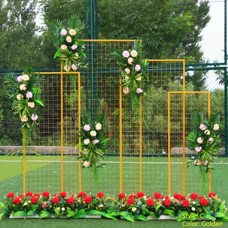 Wrought Iron Grid Screen Decoration, Geometric Window Props, Wedding Stage Background, New