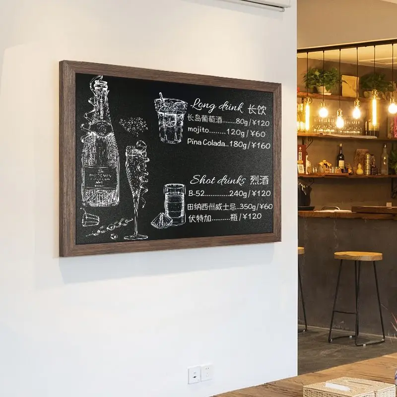 Retro Frame-mounted Small Blackboard Commercial Restaurant Erasable Writing Board Wall-mounted Bar Menu Display Board