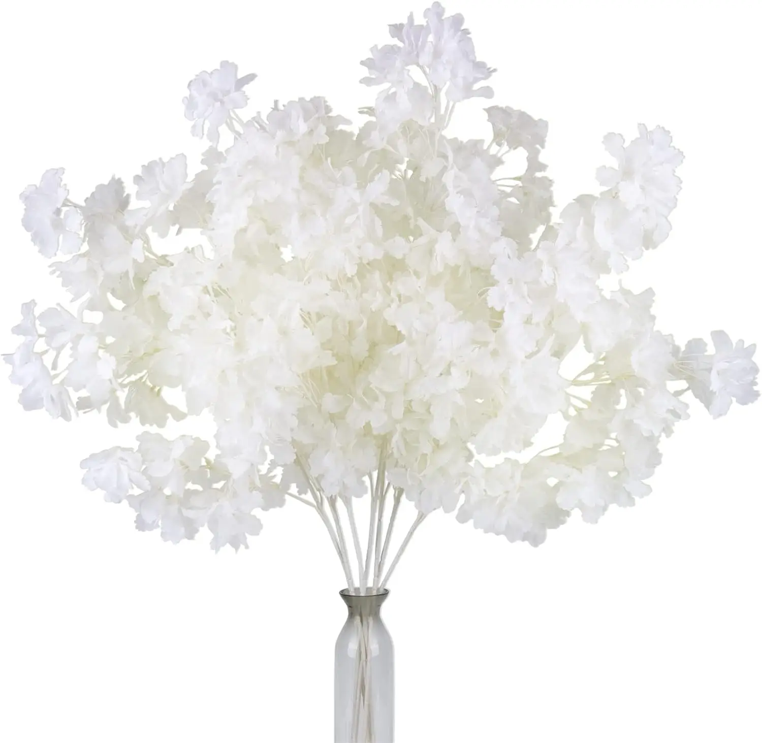 Artificial White Cherry Blossom Branches Decor, 90cm Faux Cherry Blossom Flowers for Tall Floor Vase Used as Wedding Home Decora