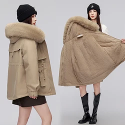 New Female Winter Thickened Cotton Jacket Korean Version with Waistband Overcoat Slim Versatile Parkas Mid Length Coat for Women