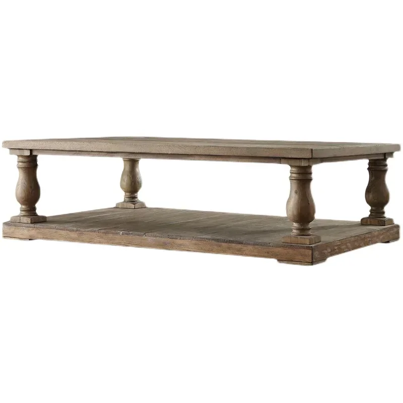 American-Style Solid Wood Tea Table Living Room Wooden Tea Table Nordic Simple Rectangular Large Tea Table