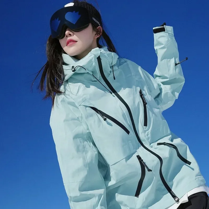 2025 3L بدلة تزلج مقاومة للماء ناقص 30 °   بنطال تزلج Fleec e Thick ened للرجال والنساء سترة كبيرة ومسمونة OT4