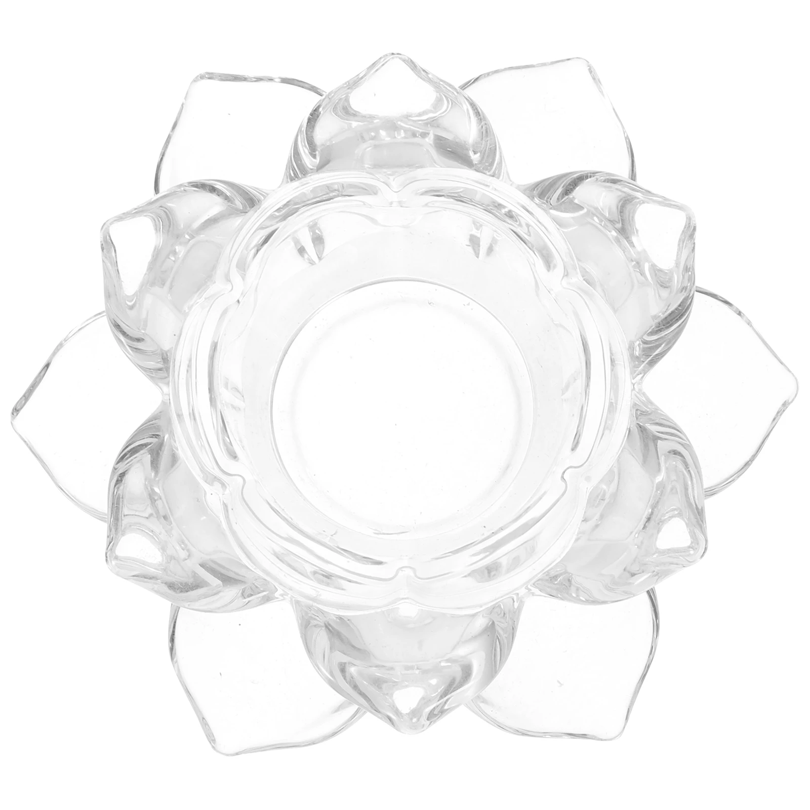 

Large Lotus Holder Glass Clear Decorative Base Tabletop Buddha Worship Candlestick Lotus Candlestick