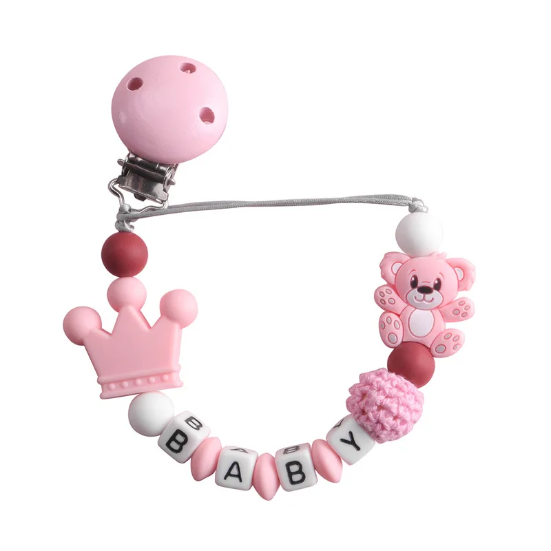 Baby Personalized Name Pacifier Clips Custom Silicone Beaded Chains Pacifiers Nipple Dummy Holder Stroller Teething Toys Gifts