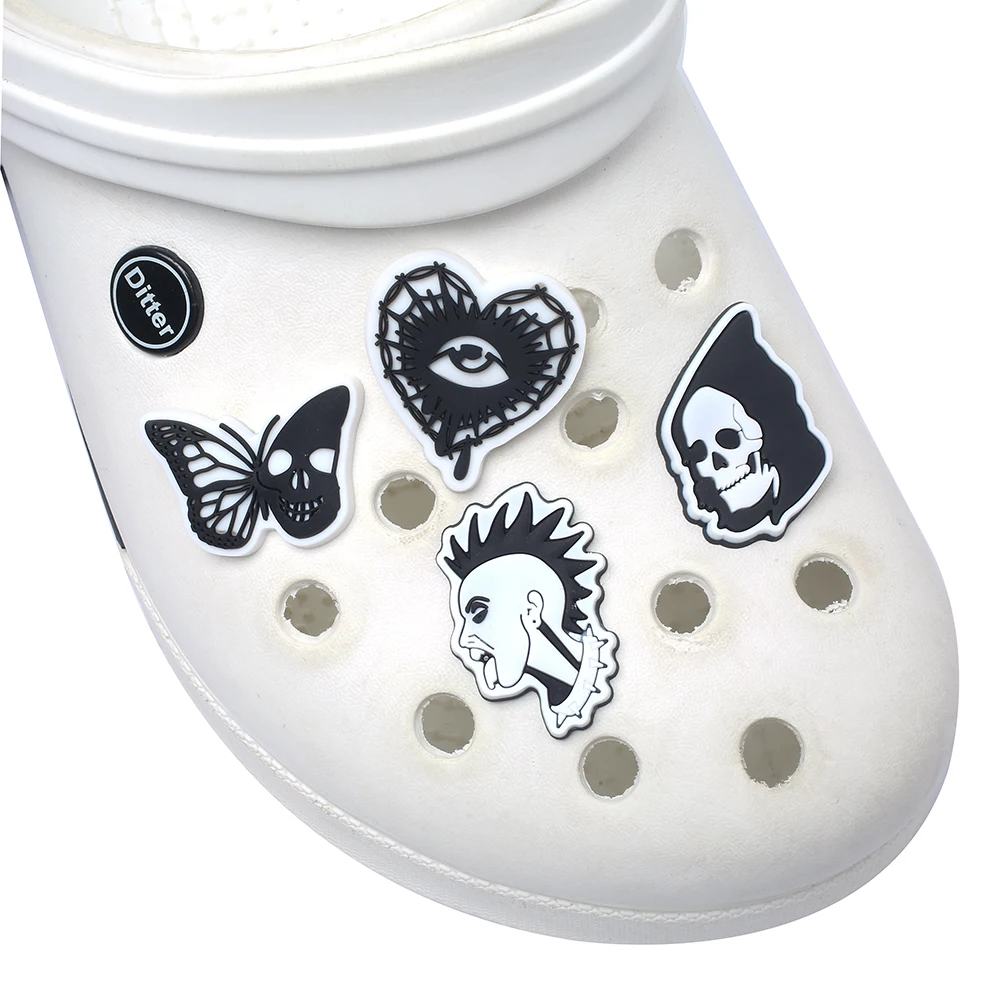 23-teiliges Glamour Gothic Serie PVC Schuh-Charms Set, Niedliche Bubble Slides Clog Sandalen Schuhzubehör Dekoration, Geeignet als Kindergeschenke – Detail 7