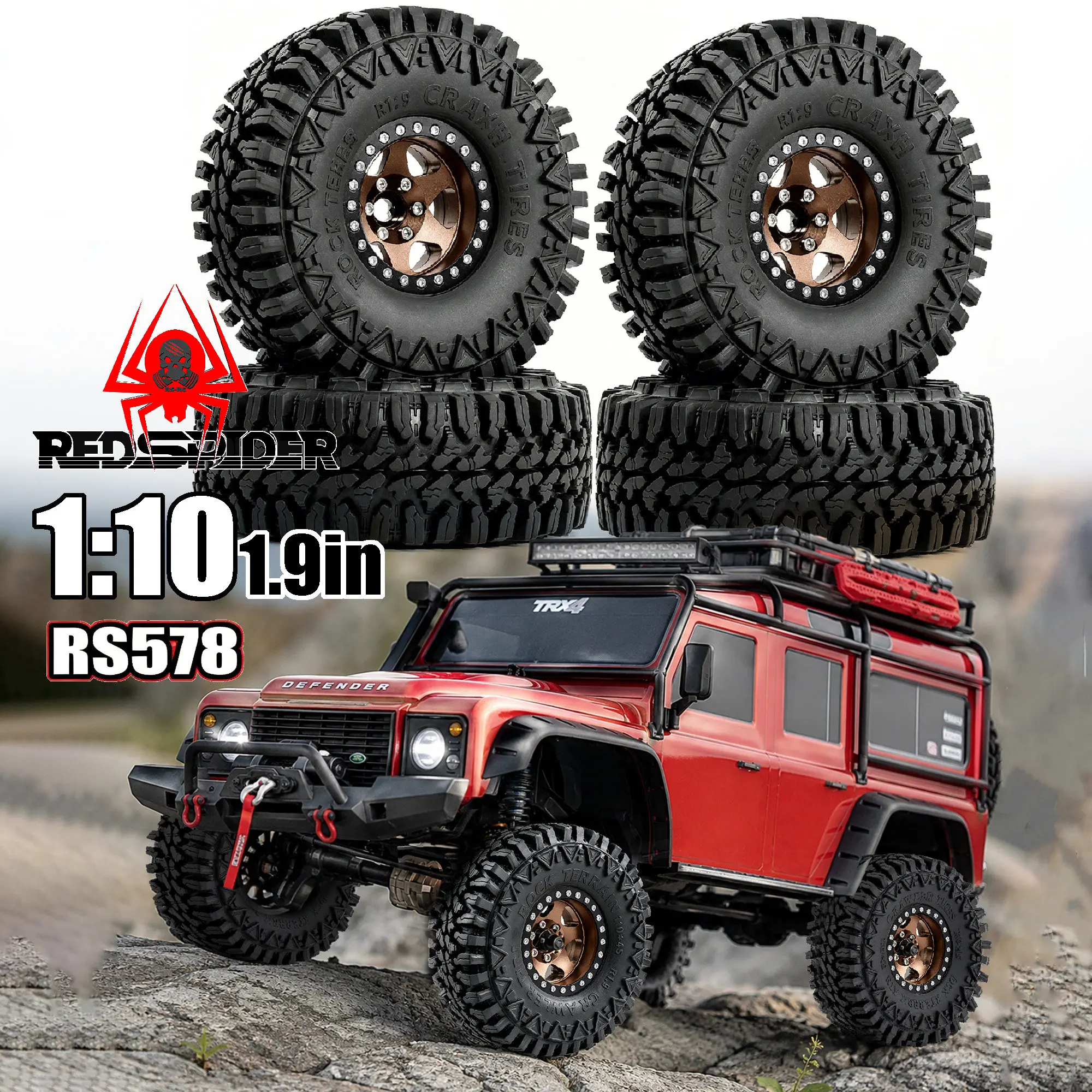 

110mm Tyre 12mm Tires Wheel Hub for RC Car 1/10 TRAXXAS TRX-4 WLtoys 104010 YK Metal Upgrade OP Accessories Parts
