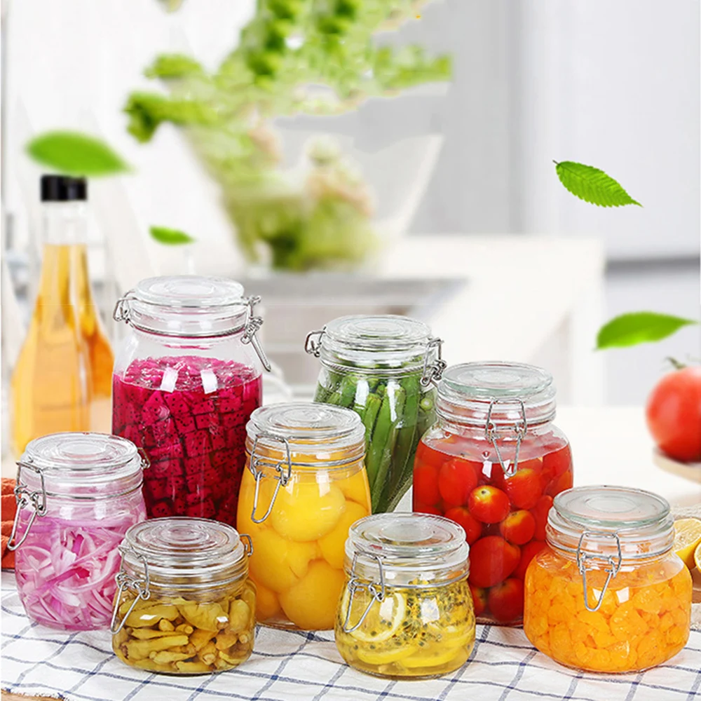 

Sealed Glass Jars with Clip Lids, Honey Bottles, Snack Jars, Grain Storage Jars, Candy Jars, Stainless Steel Snap Seal Jars