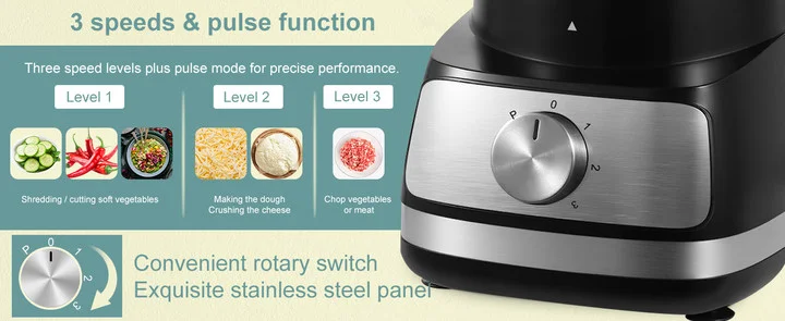 Topstrong 800W 8-in-1 Silberner Fleischzerkleinerer mit 3 Geschwindigkeiten Küchenmaschine – Detail 9
