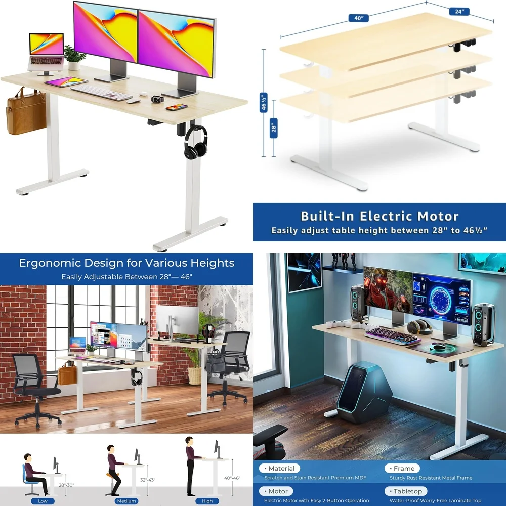 

Computer DesksModern 40 Inch Electric Standing Desk for Home Office with Adjustable Height