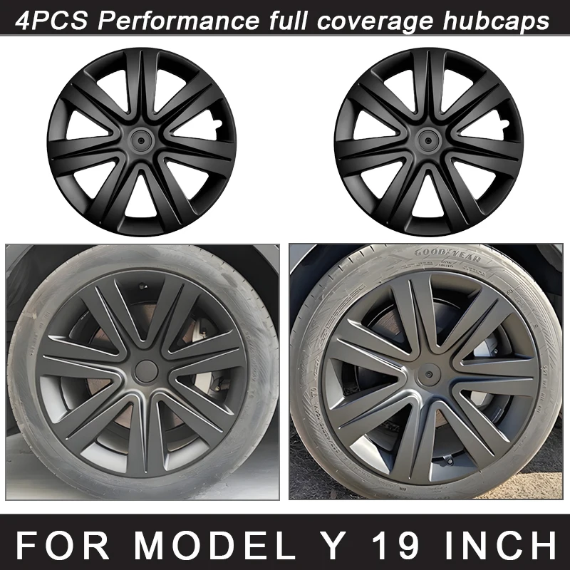 

4PCS Hub Cap for Tesla Model Y 19 Inch Performance Full Rims Cover Wheel Cap Hubcap for Gemini Accessories Wheel Parts 2018-2024