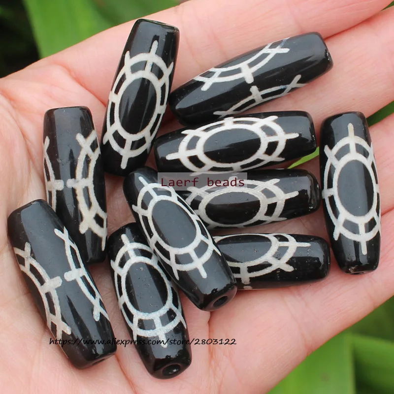 3pcs(can Mix) Natural Agate stone Tibet DZI Beads, Length Around 30mm,For DIY Necklace Bracelet Jewelry Making !