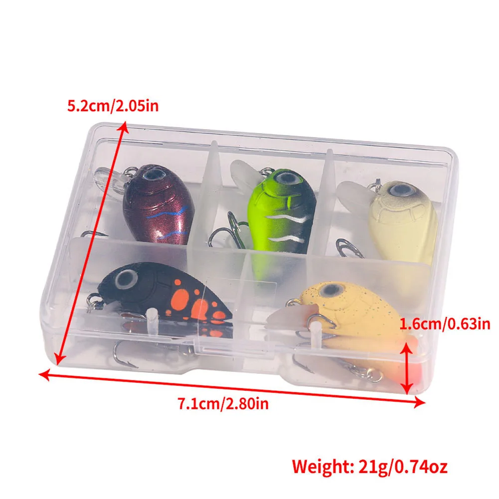 5PCS Micro Crankbait Slow Sinking  Vib Set Pocket Fishing Tackle Kits For Outdoor Freshwater Saltwater Fishing