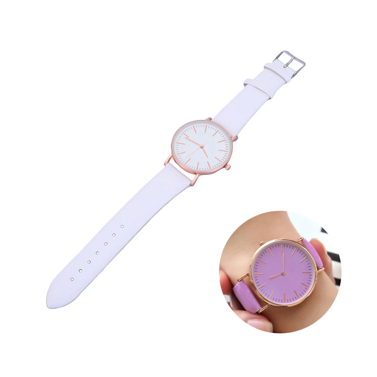 

Women Wrist Watch Simple Color Ladies Fashion Quartz Watch Gradient Purple Student Gift Elegant Design Timekeeping Accuracy Safe