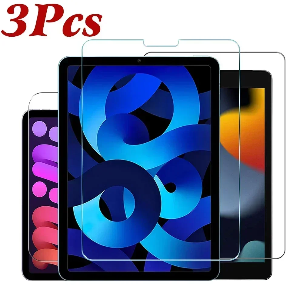 3PCS Tempered Glass Screen Protector for iPad 9 8 7 6 5 10 Air 5 4 3 2 Mini iPad 10.2 9.7 10.9 11 5th 6th 7th 8th 9th 10th Gen