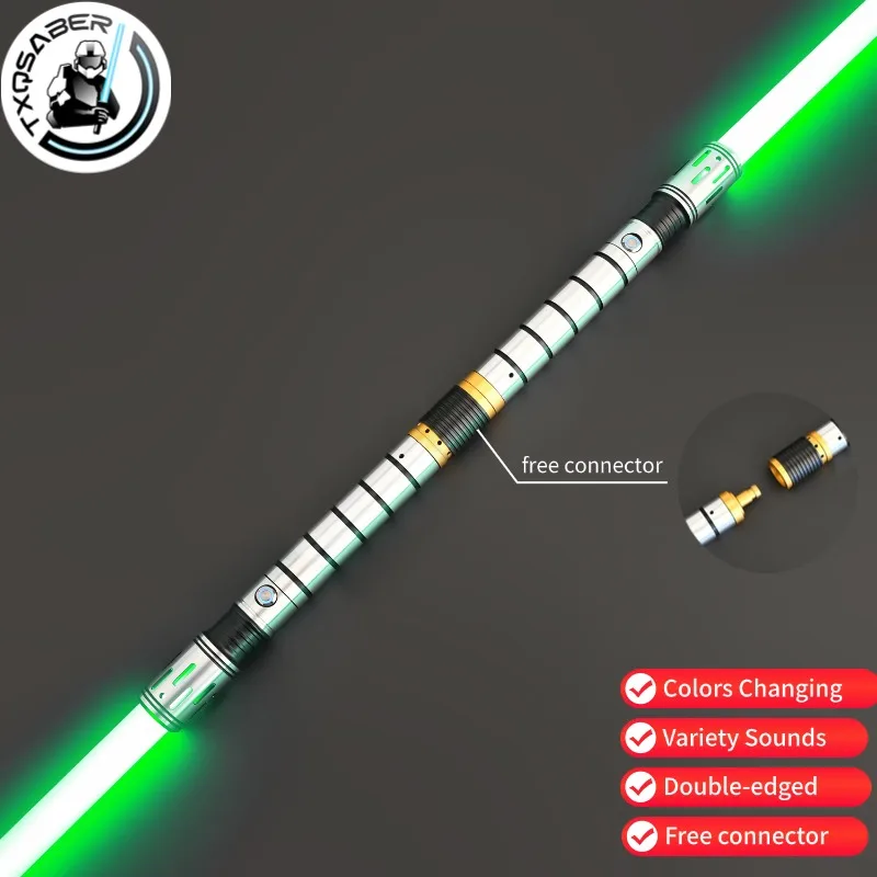 

TXQSABER Smooth Swing Lightsaber Neo Pixel SNV4 RGB Double Bladed Heavy Dueling Laser Sword Metal Hilt Blaster Jedi Cosplay Toys