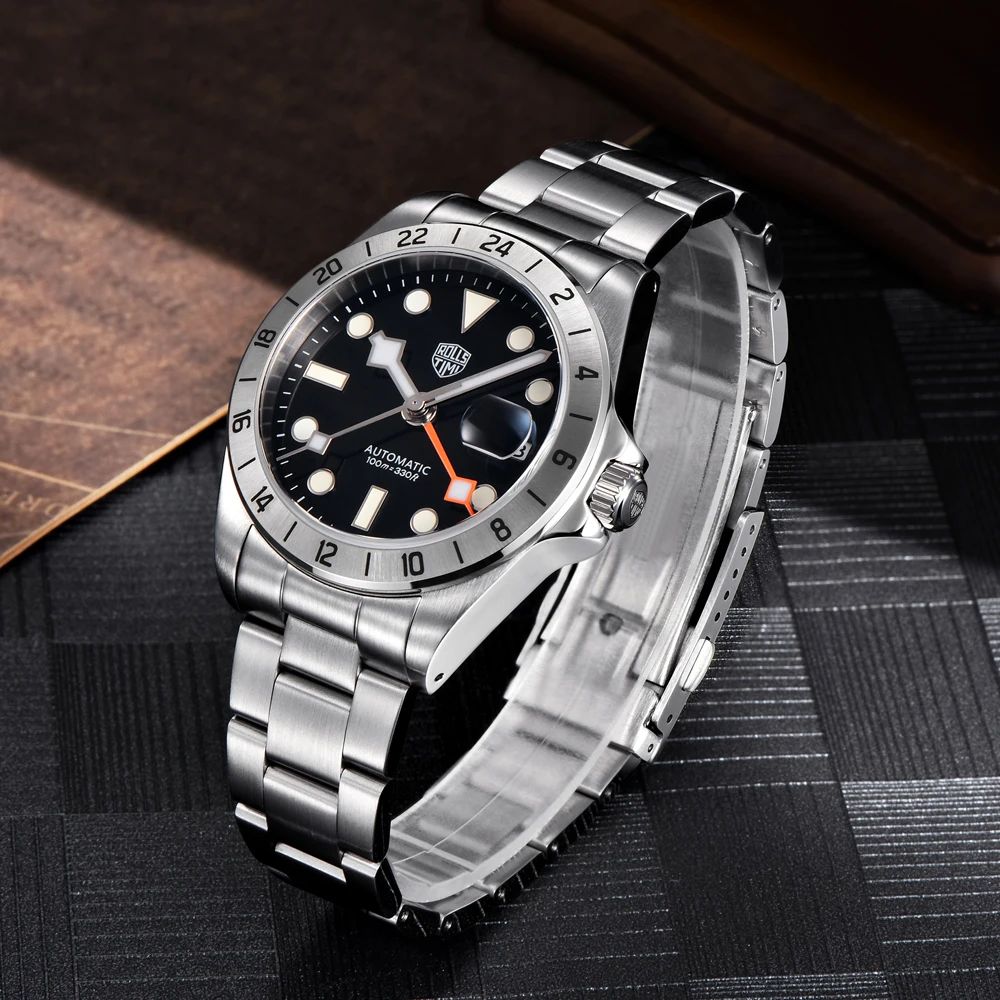 ساعات رجالية RollsTimi GMT فاخرة NH34 ساعة أوتوماتيكية للرجال ساعة يد ميكانيكية AR الياقوت مقاوم للماء ساعة حائط هدية مضيئة #5