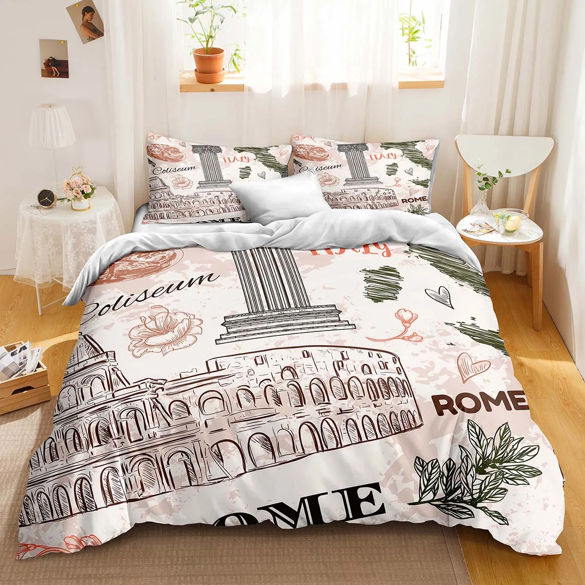 

Cartoon Bedding Sets Modern Duvet Cover Set Modern Fashion Home Textiles Floral Bed Linen for Dropshipping