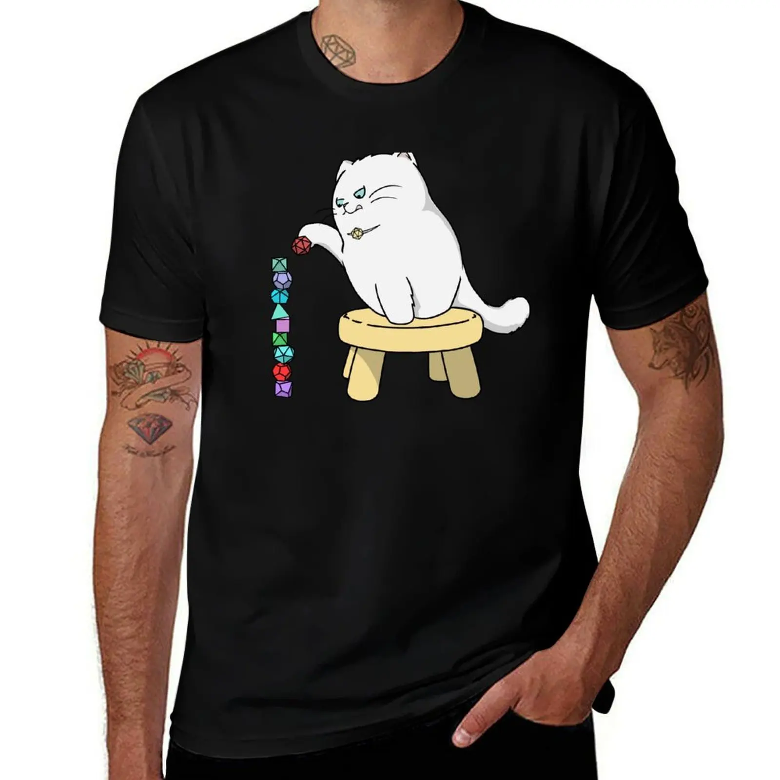 Gaming Cat (Stacking Dice) T-Shirt Sports Casual Breathable Tee Shirt T-Shirt