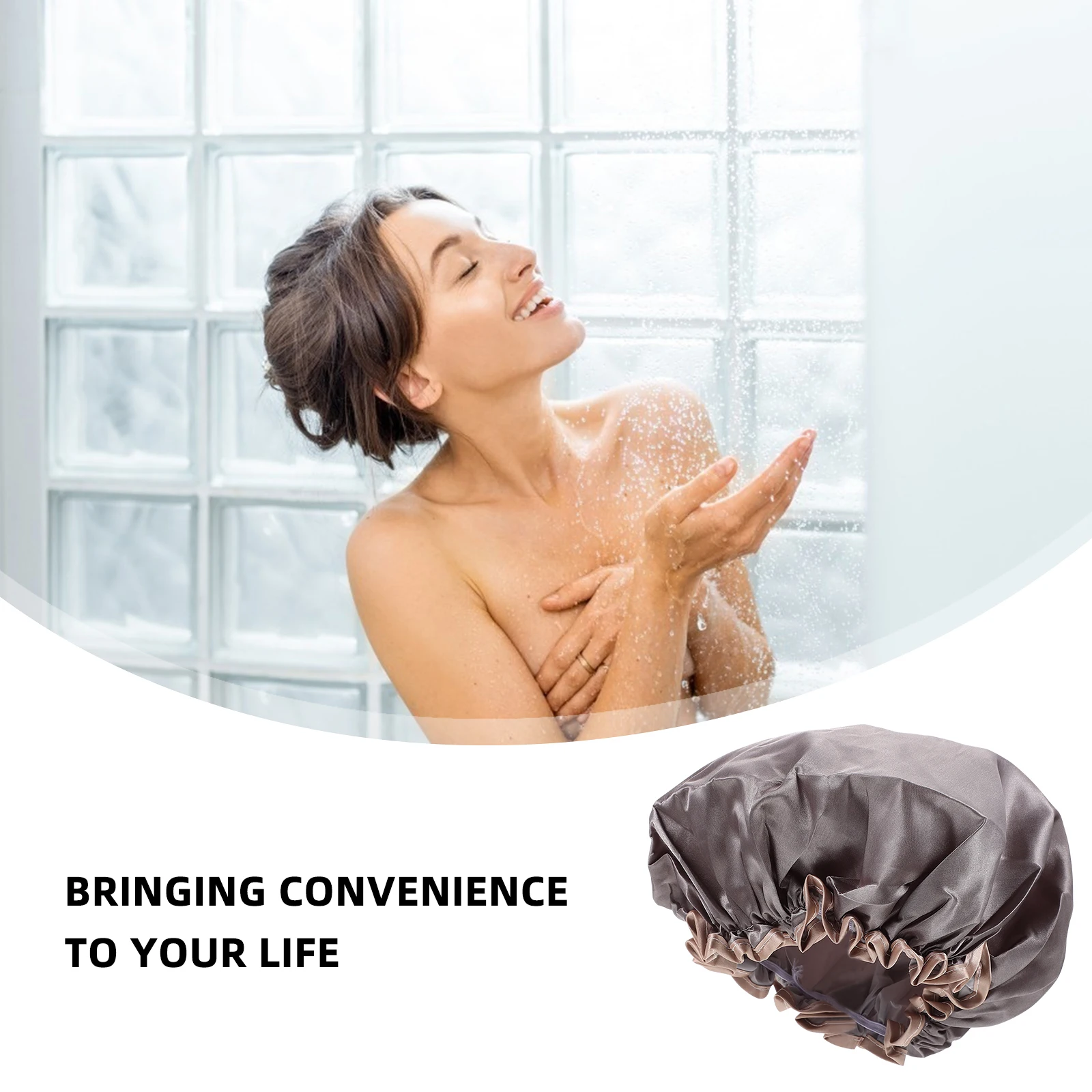 

3PCS Waterproof ShowerCap Women Grey Bathing Durable Reusable PEVA Material HairProtection SwimCap DustProof LongUse