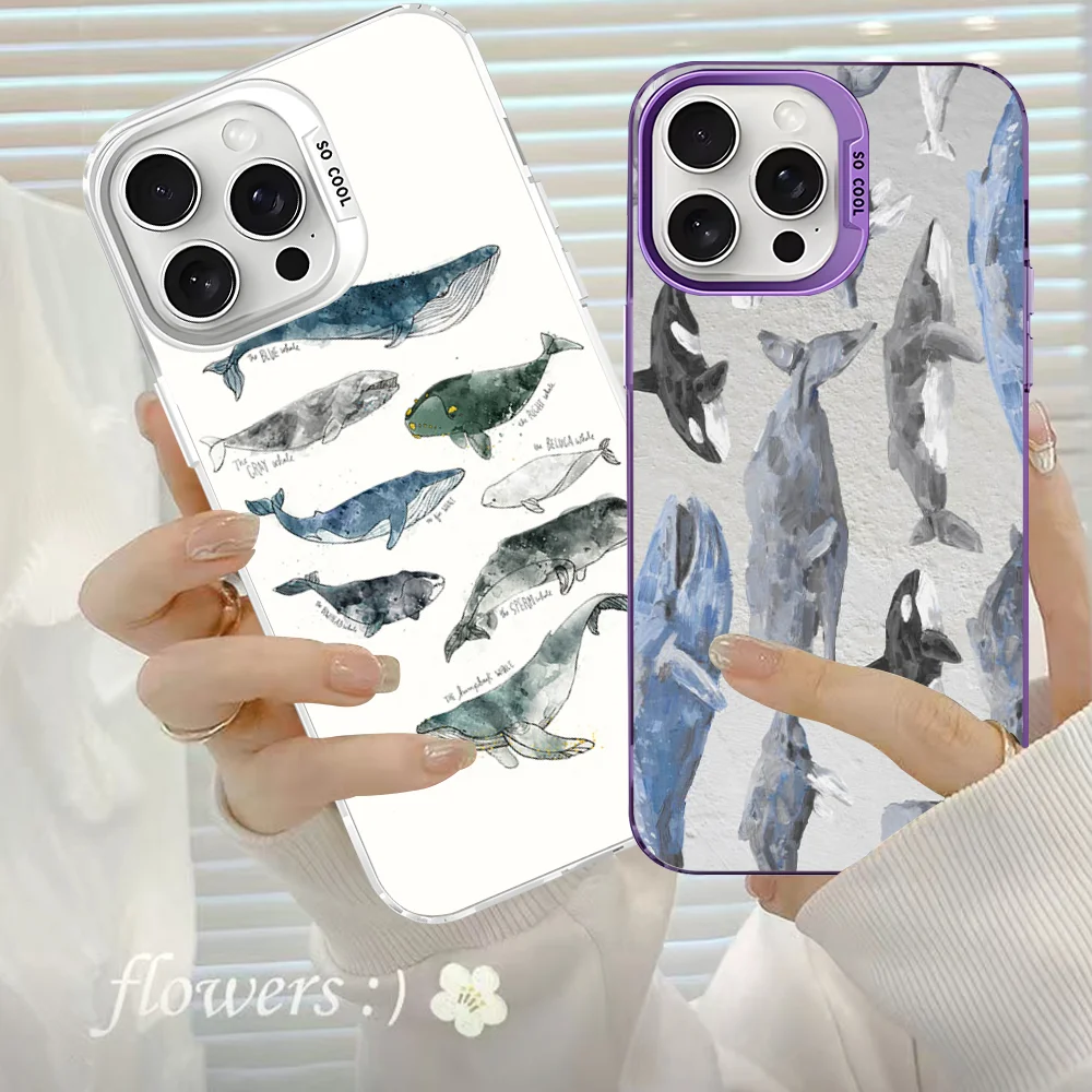 Killer Whales Print Ocean animals Phone Case For iPhone 16 15 14 13 Pro Max X XR XSMAX 8 7 Plus Matte Shockproof Back Cover