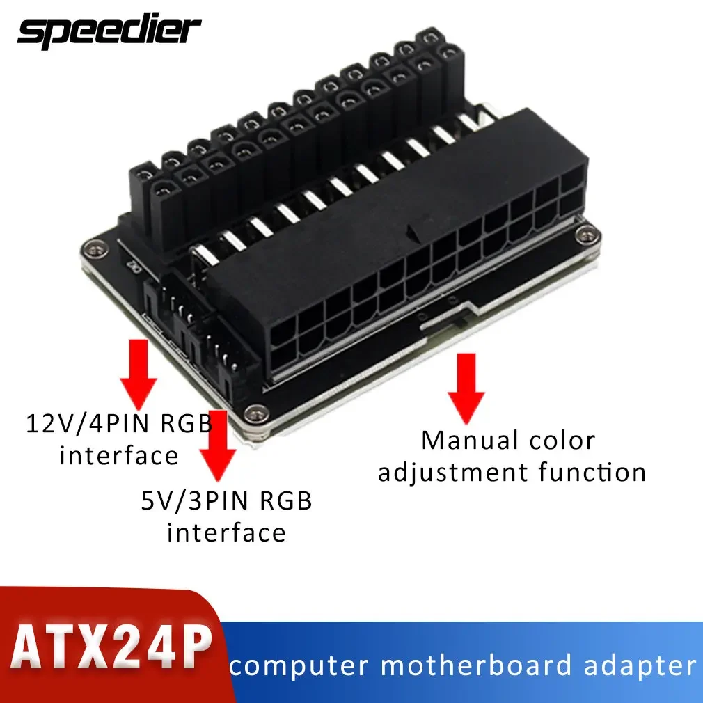 

Computer Motherboard ATX Power Supply 24P To 90 Degrees Connector Turning Steering Adapter Head RGB Accessories Routing Device
