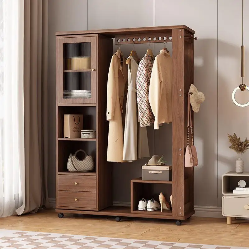 Solid Wood Full-Length Hanger Household Integrated Floor Storage Whole Body Coat Hook Elegant Home Organization