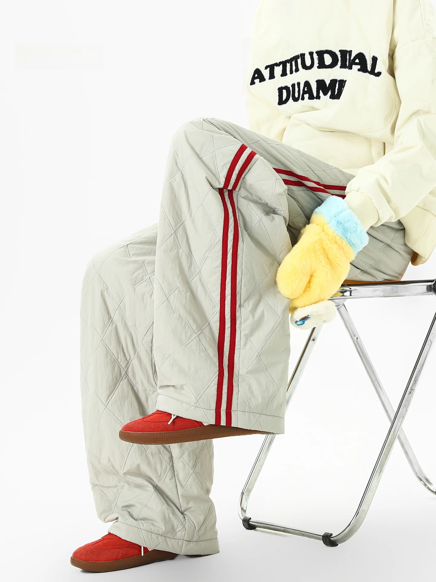 

Зимние лыжные брюки Thiened Fce, мужские хлопковые брюки с американским полосатым узором, повседневные свободные брюки прямого кроя с широкими штанинами