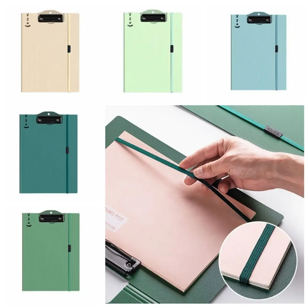 Stationery Clipboard A4 File Folder with Straps Hangable A4 Writing Pad Horizontal Foldable A4 Board Clip Office Supplies