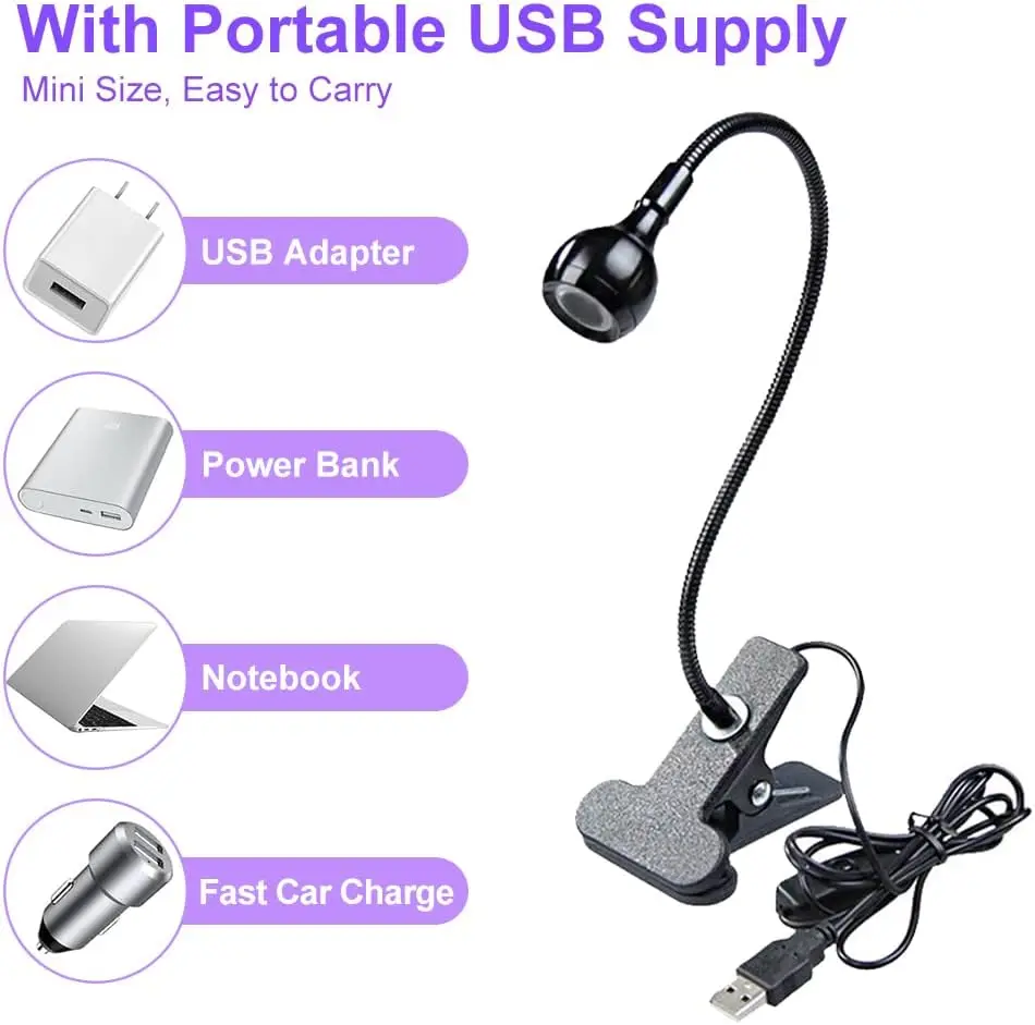 USB 3W LED مصباح الأظافر بالأشعة فوق البنفسجية، ضوء علاج إصلاح الهاتف المحمول، التوصيل والتشغيل