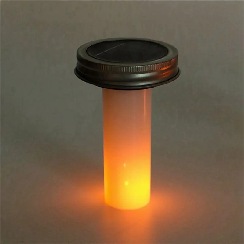 A98E-8X Solar LED Flame Light Outdoor Mason Jar Lit Lamp Solar Candle Simulation Outside Lantern Garden Street Sunlight