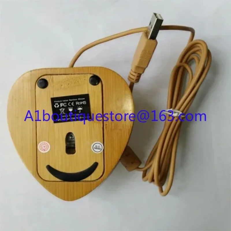 Full Bamboo Heart-Shaped Usb Mouse Desktop Notebook Wired Bamboo Wood