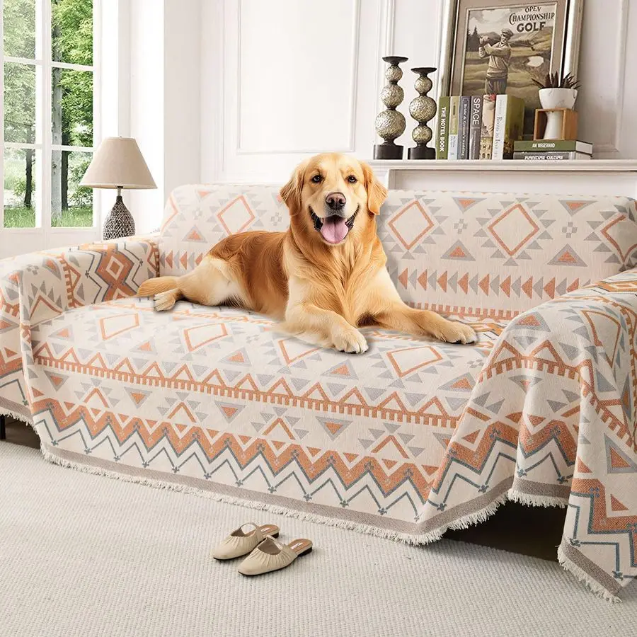 

Boho AntiSlip Couch Cover Soft PetFriendly Sofa Cover for Dog Chenille Couch Cover Multiuse Furniture Protector Cover Washable K