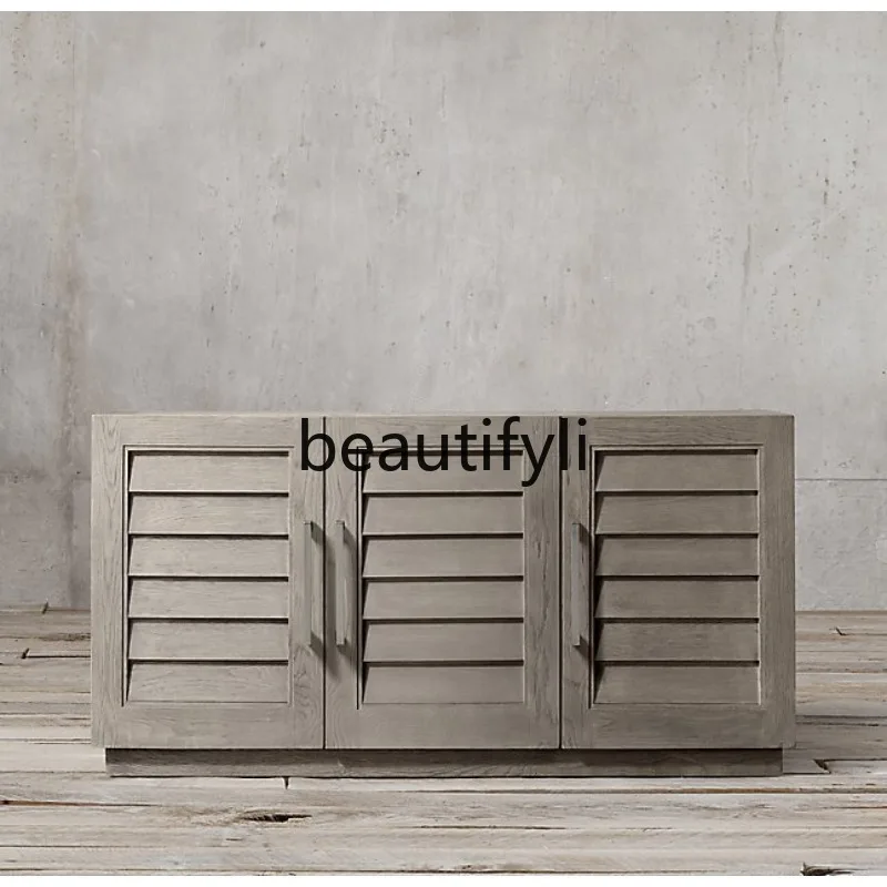 French Country Retro Decorative Cabinet American Furniture Sideboard Modern Minimalist Solid Wood Home Entryway Cabinet