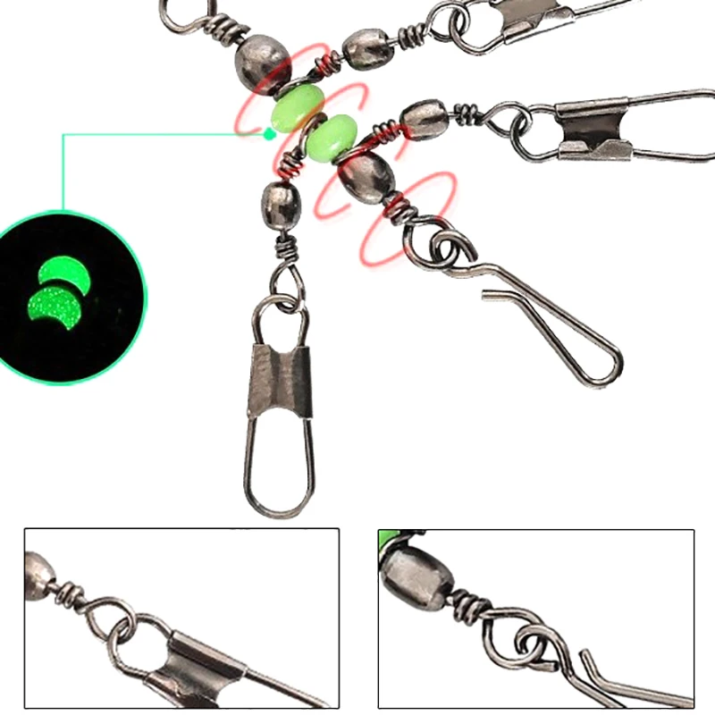 Wooden Shrimp Fishing Group Glow-in-the-dark Bead Swivel Interlock Buckle Set Pin Set